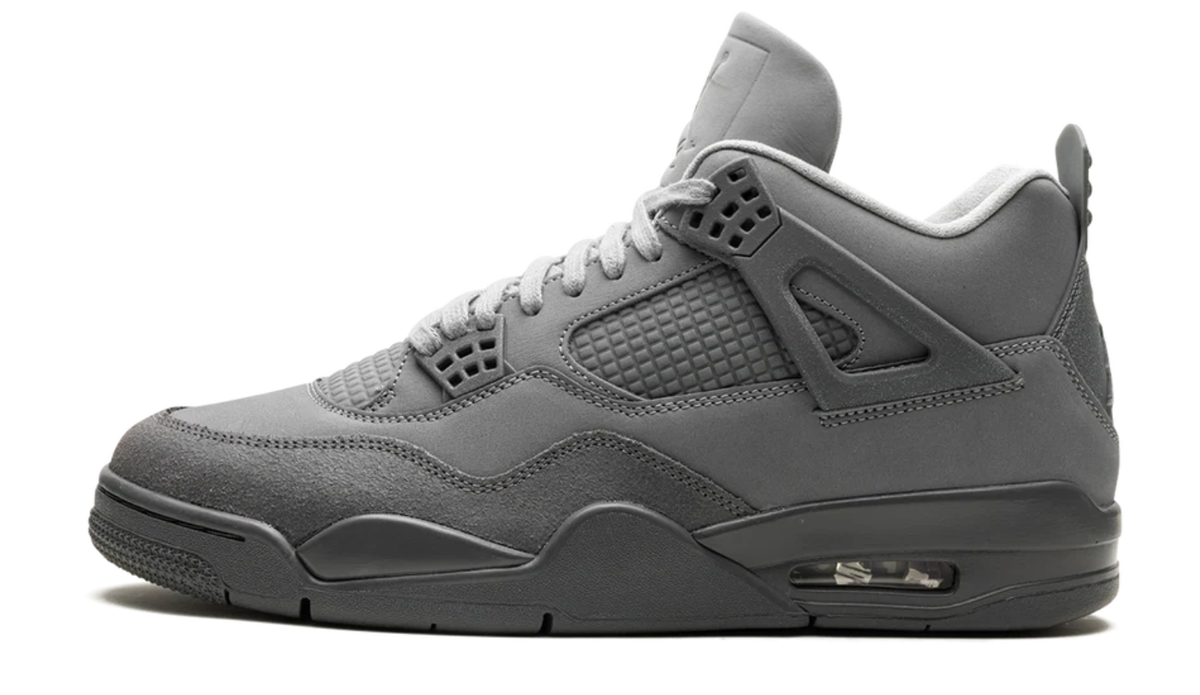 Air Jordan Grey Sneakers with Grid Panels and Tonal Side Wings