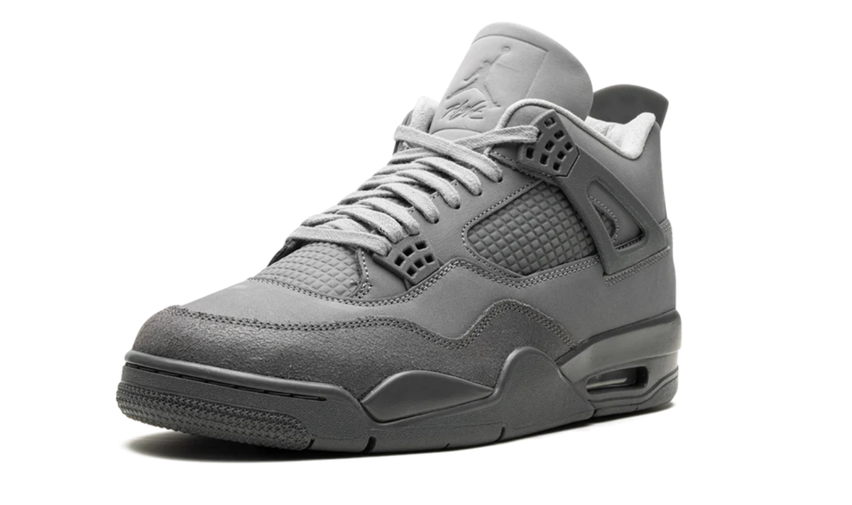 Air Jordan Grey Sneakers with Grid Panels and Tonal Side Wings