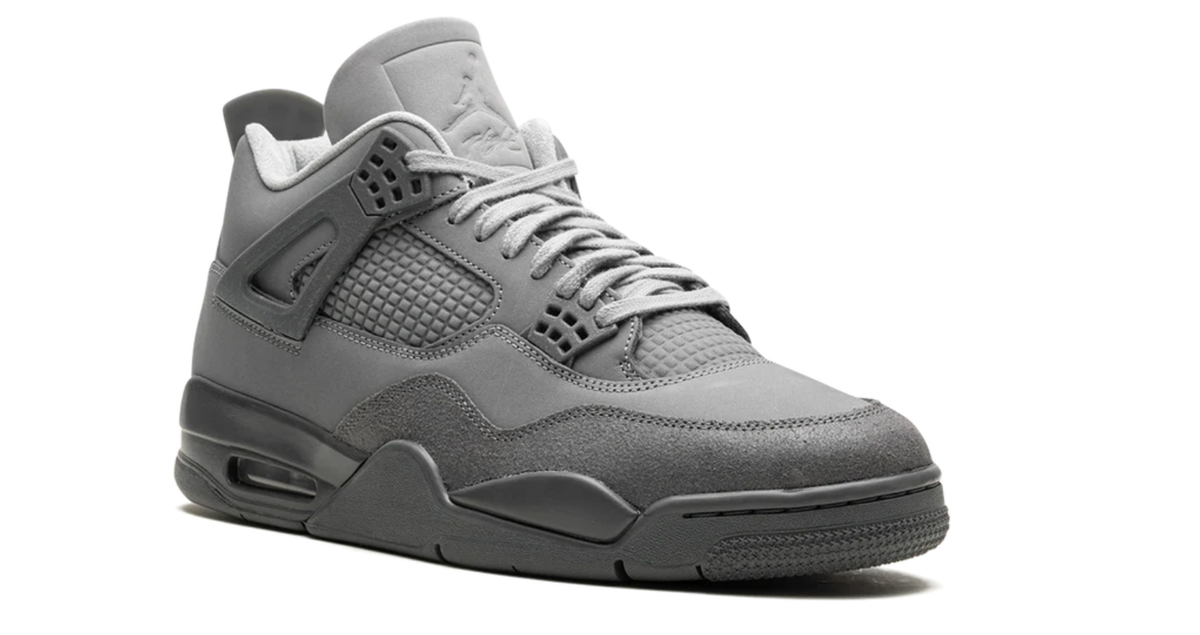 Air Jordan Grey Sneakers with Grid Panels and Tonal Side Wings
