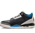 Air Jordan Black Sneakers with Blue Accents and Red Jumpman Logo