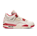 Air Jordan Cream and Red Sneakers with Grid Panels and Jumpman Logo