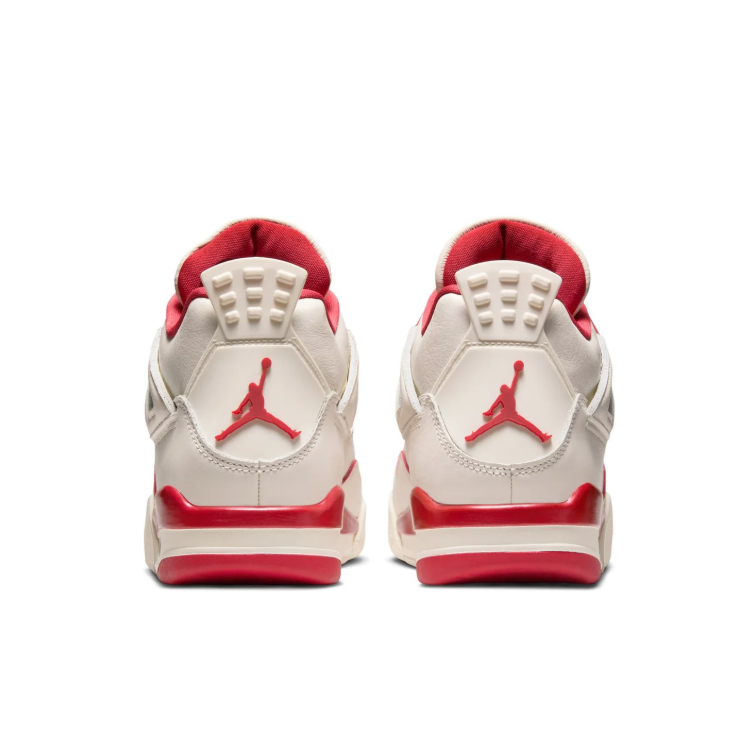 Air Jordan Cream and Red Sneakers with Grid Panels and Jumpman Logo