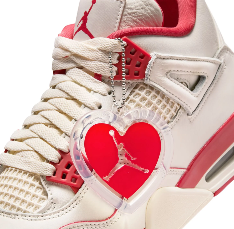Air Jordan Cream and Red Sneakers with Grid Panels and Jumpman Logo