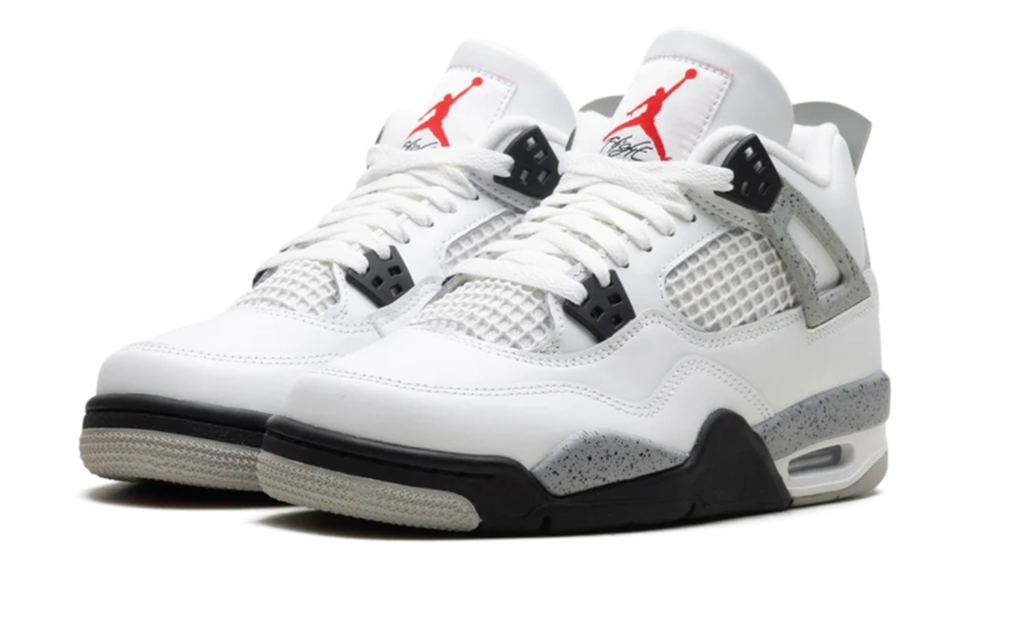 Air Jordan White Sneakers with Grey Speckled Trim and Black Accents