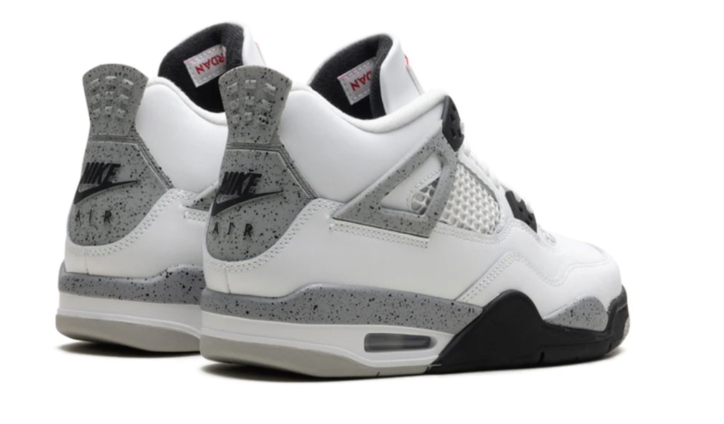 Air Jordan White Sneakers with Grey Speckled Trim and Black Accents