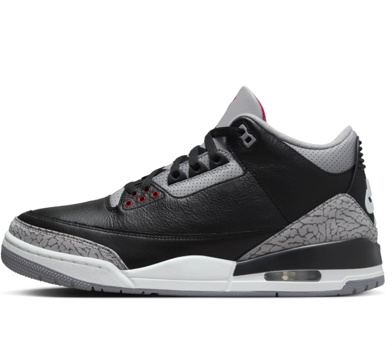 Air Jordan Black Sneakers with Grey Elephant-Print Overlays and Red Accents