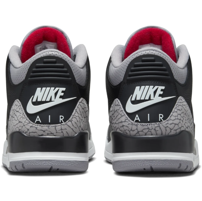 Air Jordan Black Sneakers with Grey Elephant-Print Overlays and Red Accents
