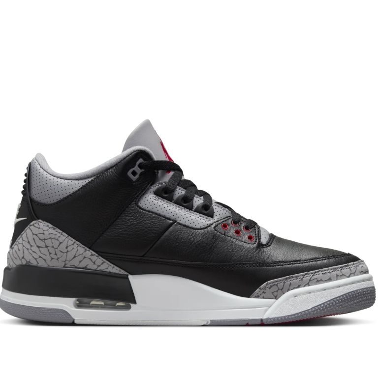 Air Jordan Black Sneakers with Grey Elephant-Print Overlays and Red Accents
