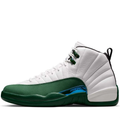 Air Jordan White and Green High-Top Sneakers with Metallic Blue Trim