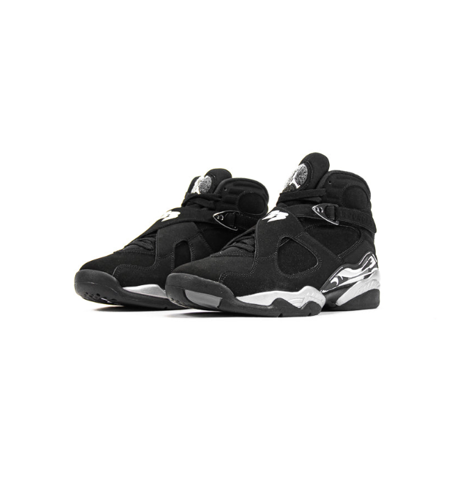 Air Jordan Black High-Top Sneakers with Cross Straps and Silver Accents