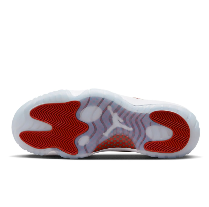 Air Jordan White and Red High-Top Sneakers with Glossy Wraparound Trim