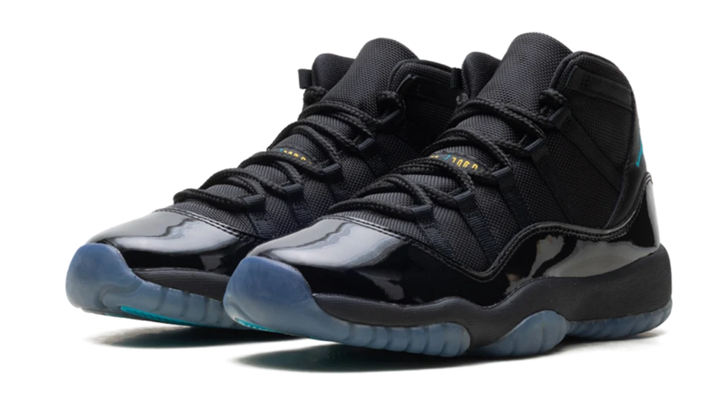 Air Jordan Black High-Top Sneakers with Glossy Trim and Teal Jumpman Logo