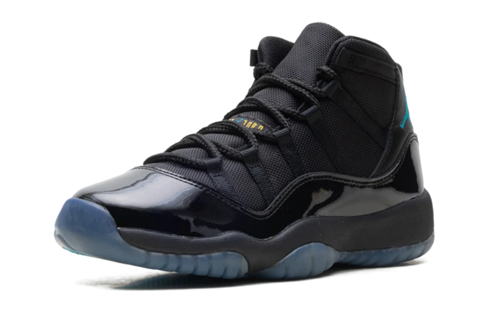 Air Jordan Black High-Top Sneakers with Glossy Trim and Teal Jumpman Logo
