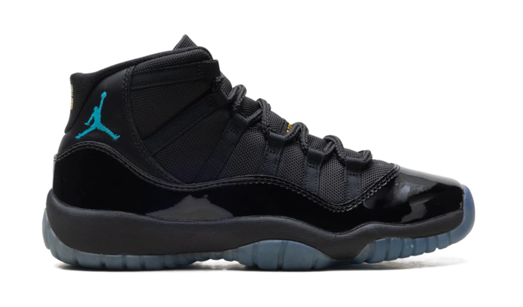 Air Jordan Black High-Top Sneakers with Glossy Trim and Teal Jumpman Logo