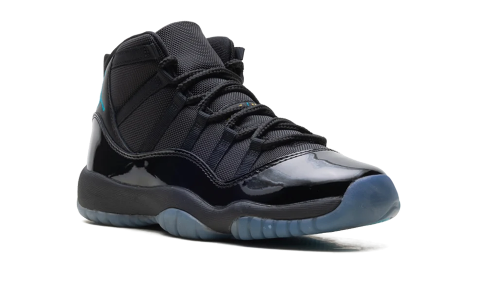 Air Jordan Black High-Top Sneakers with Glossy Trim and Teal Jumpman Logo