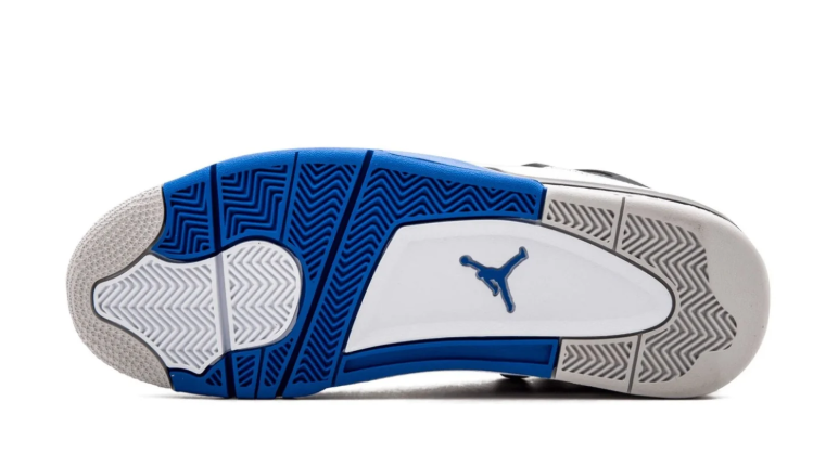 Air Jordan White and Royal Blue Sneakers with Black Side Wings