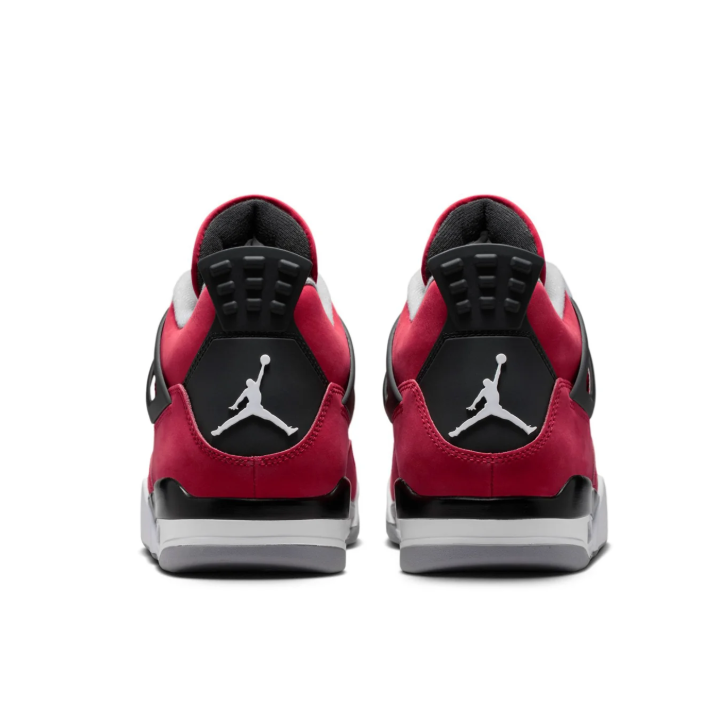 Air Jordan Red Sneakers with Black Side Wings and Grey Lace Tabs