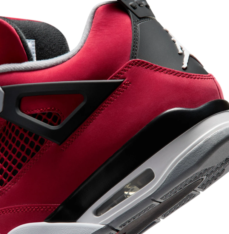 Air Jordan Red Sneakers with Black Side Wings and Grey Lace Tabs