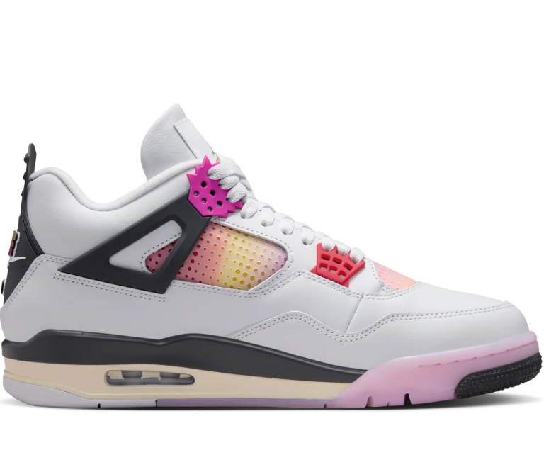 Air Jordan Light Grey Sneakers with Pink Gradient Panels and Black Side Wings