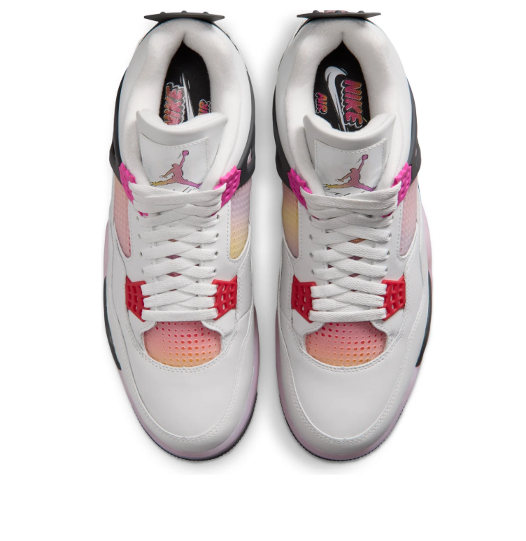 Air Jordan Light Grey Sneakers with Pink Gradient Panels and Black Side Wings