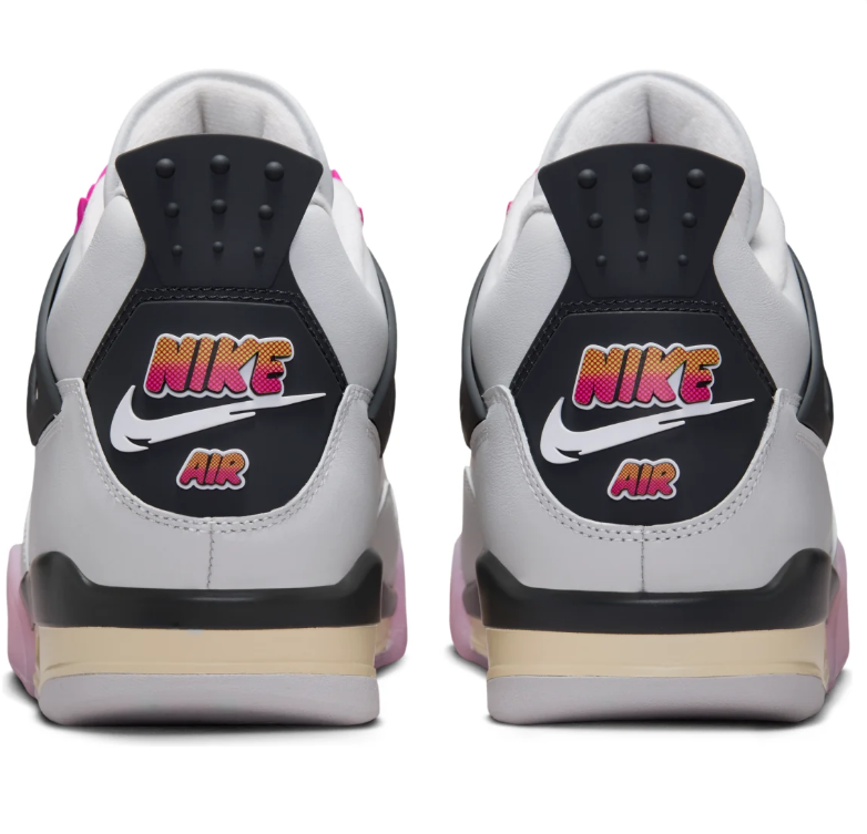 Air Jordan Light Grey Sneakers with Pink Gradient Panels and Black Side Wings