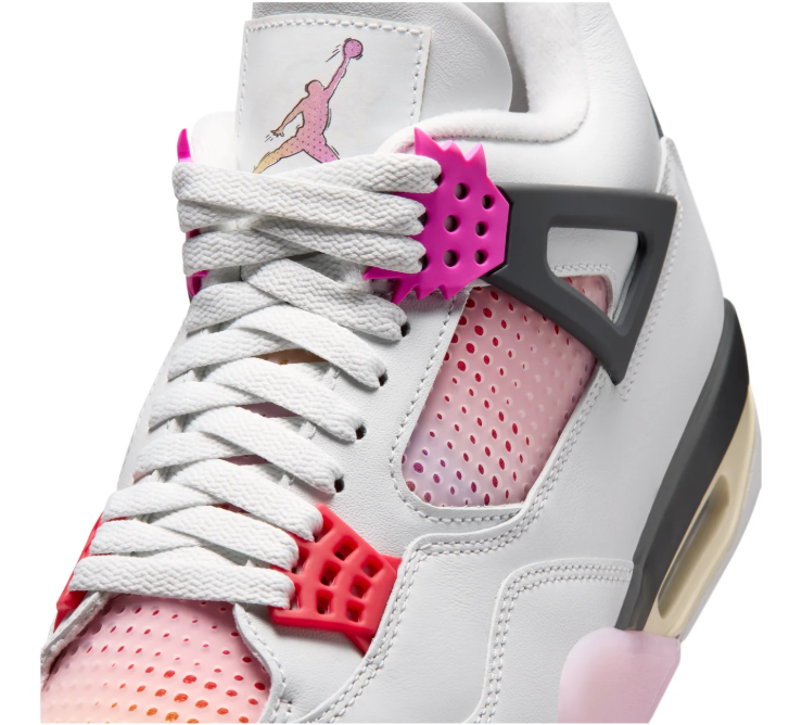 Air Jordan Light Grey Sneakers with Pink Gradient Panels and Black Side Wings