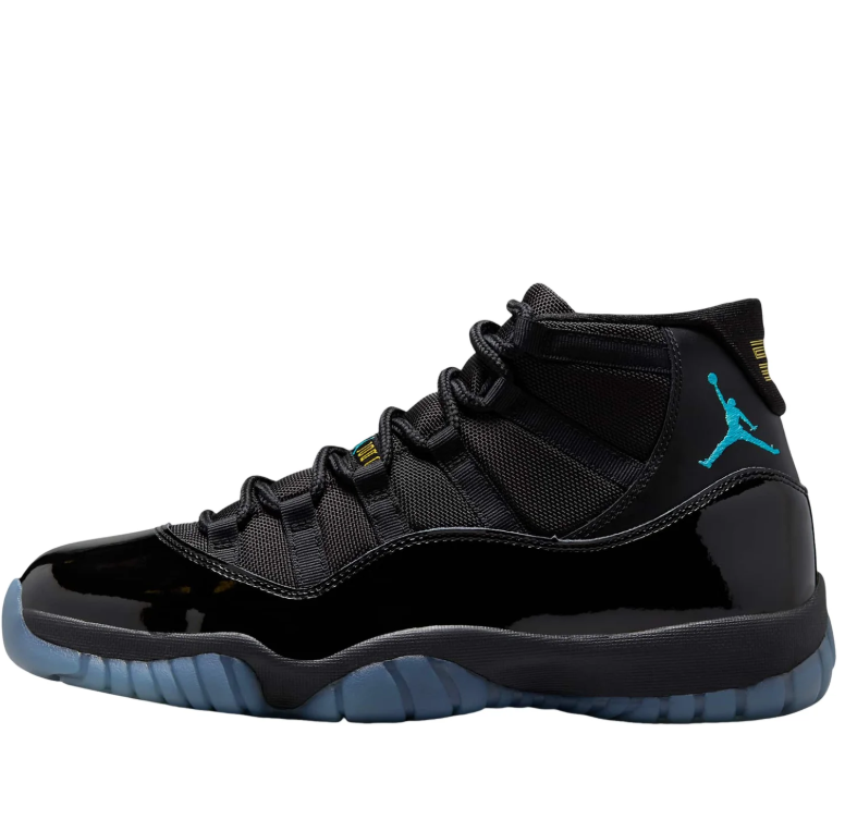 Air Jordan Black High-Top Sneakers with Glossy Trim and Teal Accents