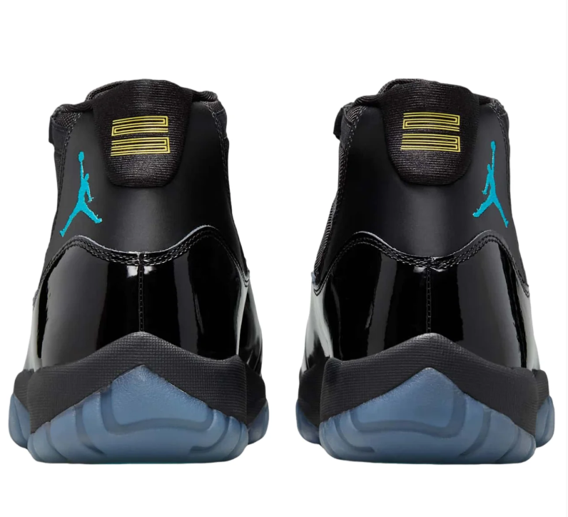 Air Jordan Black High-Top Sneakers with Glossy Trim and Teal Accents