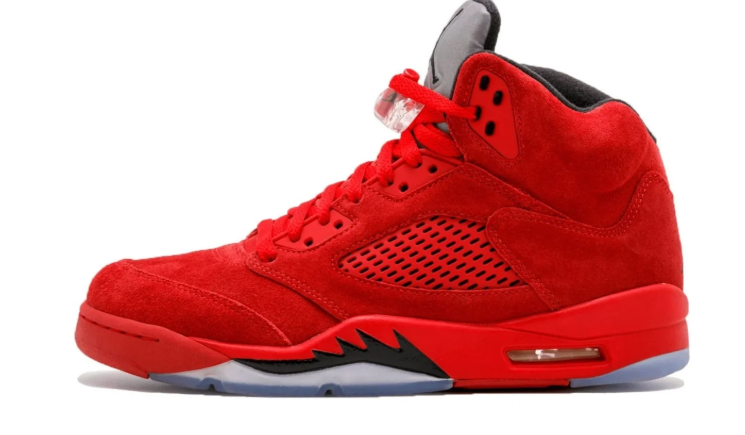 Air Jordan Red High-Top Sneakers with Silver-Grey Tongue and Black Accents