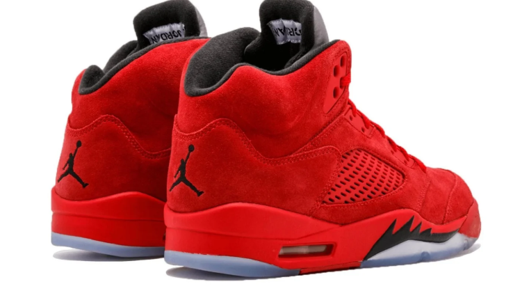Air Jordan Red High-Top Sneakers with Silver-Grey Tongue and Black Accents