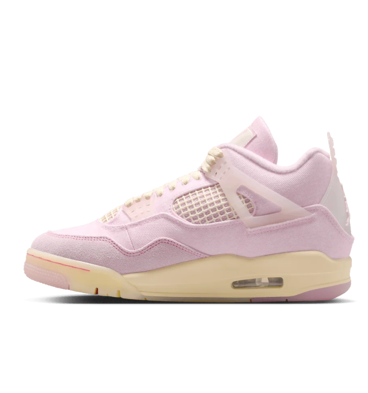 Air Jordan Pale Pink Sneakers with Cream Laces and Grid Panels