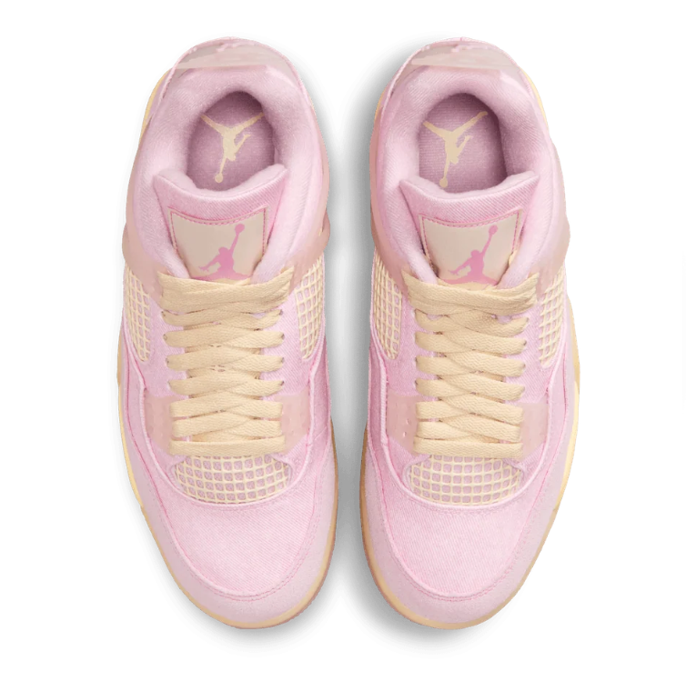Air Jordan Pale Pink Sneakers with Cream Laces and Grid Panels