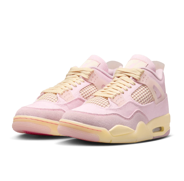 Air Jordan Pale Pink Sneakers with Cream Laces and Grid Panels