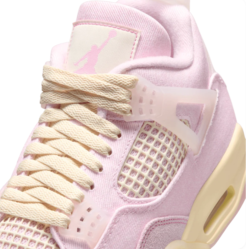 Air Jordan Pale Pink Sneakers with Cream Laces and Grid Panels