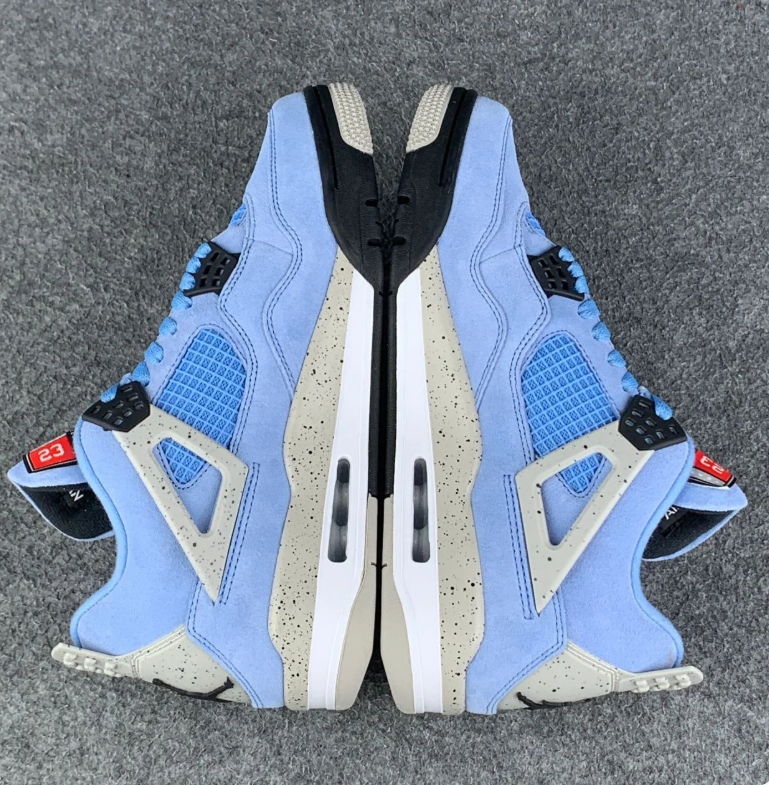 Air Jordan 4 Retro Light Blue Sneakers with Grey Speckled Trim