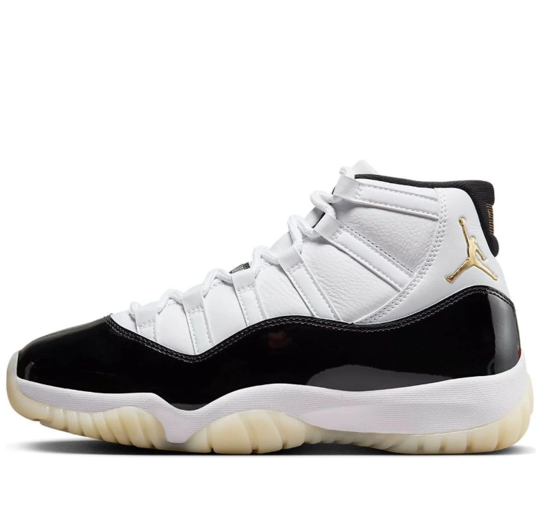 Air Jordan White and Black High-Top Sneakers with Gold-Toned Jumpman Logo