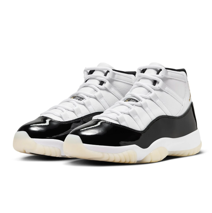 Air Jordan White and Black High-Top Sneakers with Gold-Toned Jumpman Logo