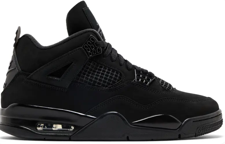Air Jordan All-Black Sneakers with Grid Panels and Glossy Lace Tabs