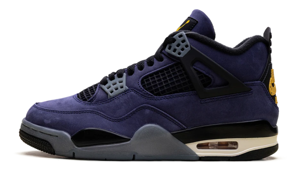Air Jordan Deep Purple Sneakers with Grey Lace Tabs and Yellow Logos