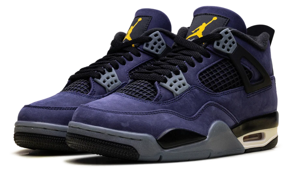 Air Jordan Deep Purple Sneakers with Grey Lace Tabs and Yellow Logos