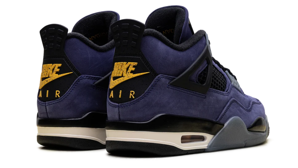 Air Jordan Deep Purple Sneakers with Grey Lace Tabs and Yellow Logos