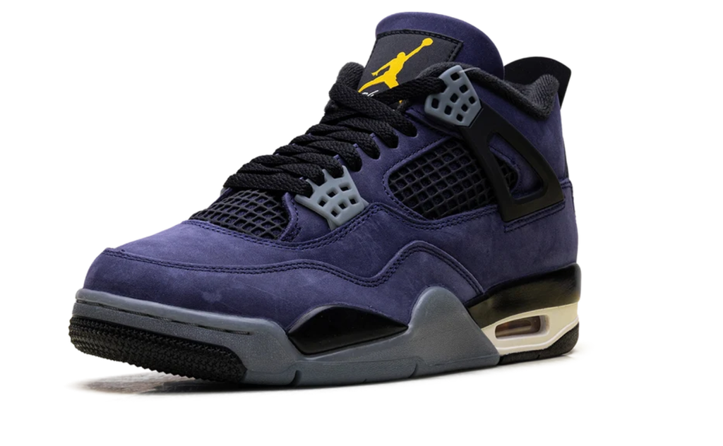 Air Jordan Deep Purple Sneakers with Grey Lace Tabs and Yellow Logos