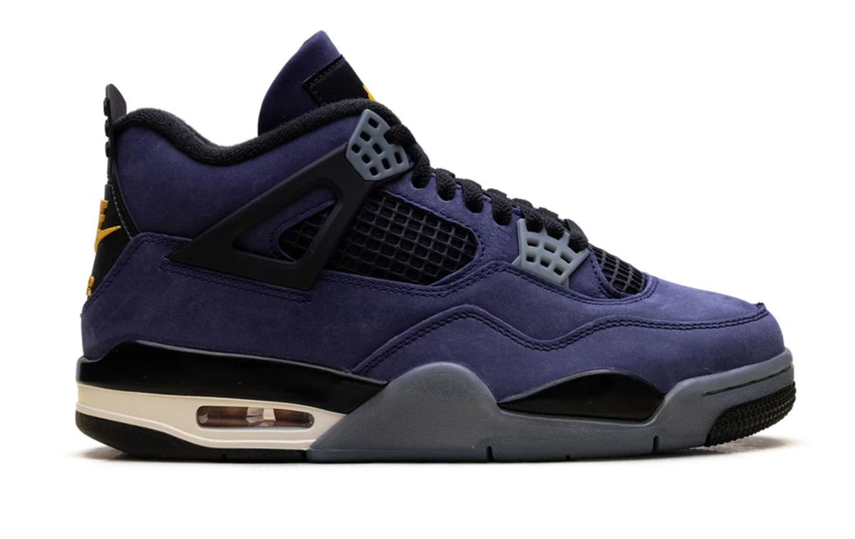 Air Jordan Deep Purple Sneakers with Grey Lace Tabs and Yellow Logos