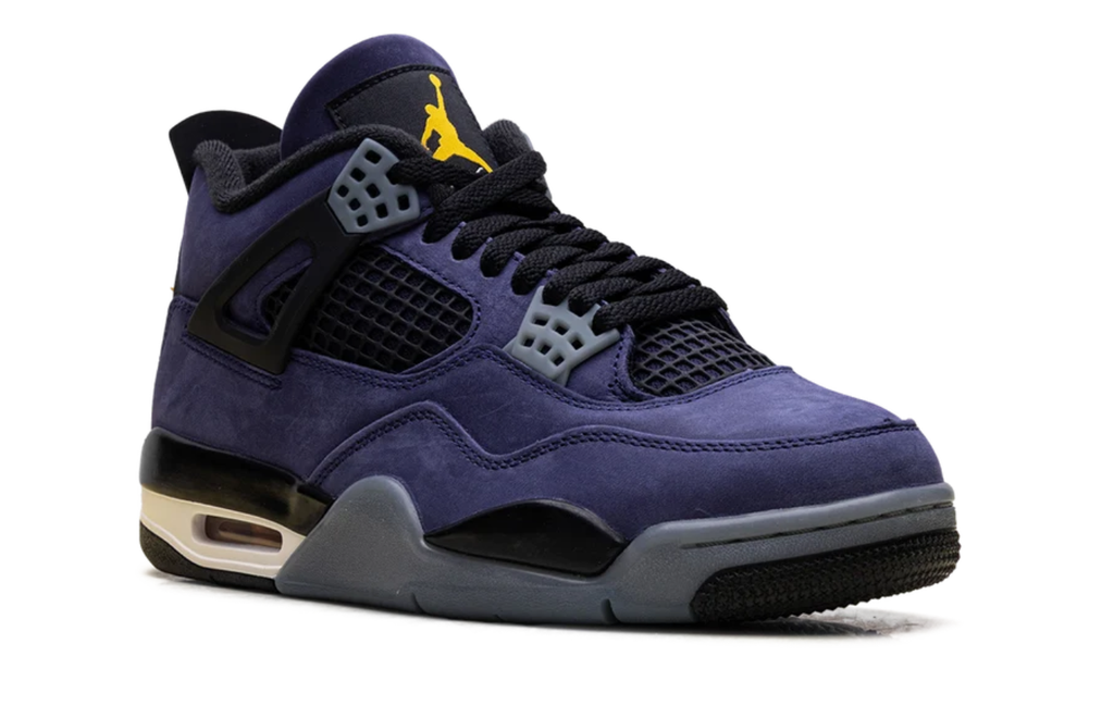 Air Jordan Deep Purple Sneakers with Grey Lace Tabs and Yellow Logos