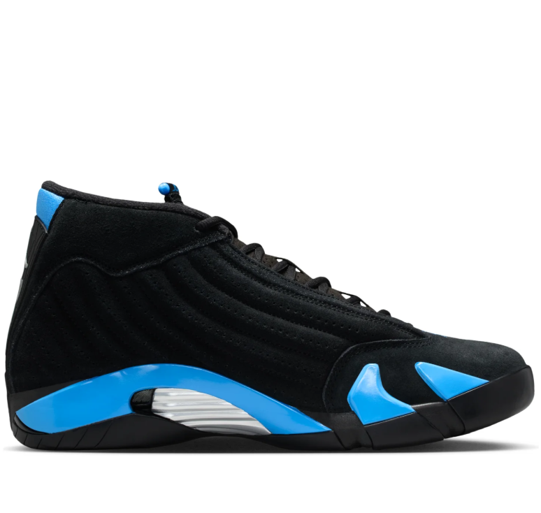 Air Jordan Black Sneakers with Bright Blue Accents and Ribbed Side Panels