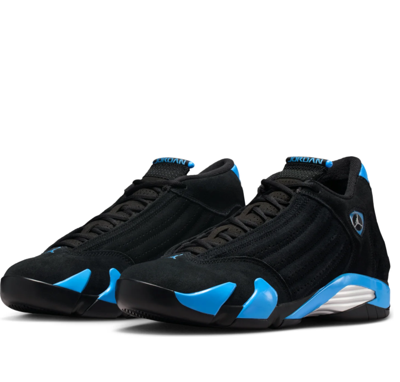 Air Jordan Black Sneakers with Bright Blue Accents and Ribbed Side Panels