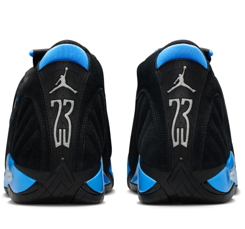 Air Jordan Black Sneakers with Bright Blue Accents and Ribbed Side Panels