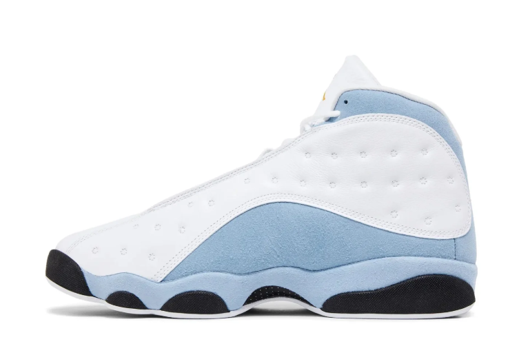 Air Jordan White and Light Blue Sneakers with Dimpled Panels