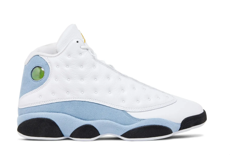 Air Jordan White and Light Blue Sneakers with Dimpled Panels