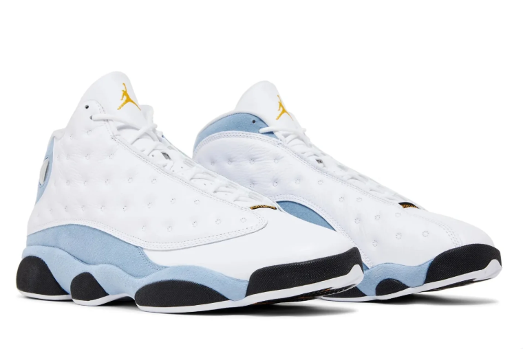 Air Jordan White and Light Blue Sneakers with Dimpled Panels